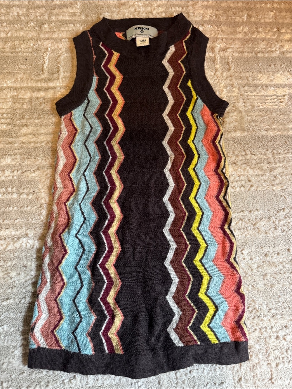 Missoni Sleeveless Zigzag Knit Dress in Black, Blue, Coral, Yellow